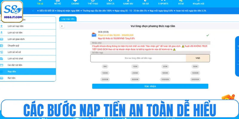 Các bước nạp tiền an toàn dễ hiểu