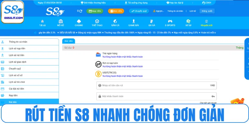 Thủ tục rút tiền S8 nhanh chóng đơn giản